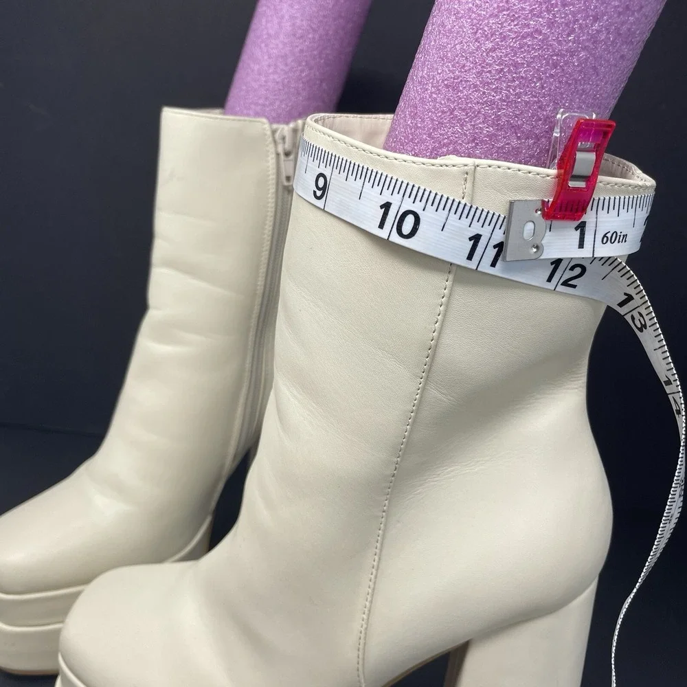 Womens Boots Double Stacked Platform Chunky Ecru Drag Cosplay Hippie‎ Go Go Sz 7